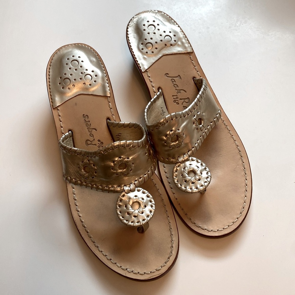 Jack Rogers gold metallic sandals